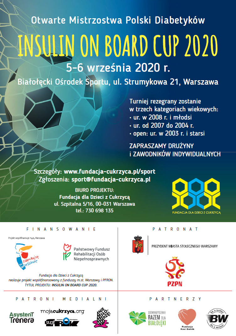 Po raz drugi w Warszawie odbędzie się turniej piłkarski - Insulin on Board Cup 2020