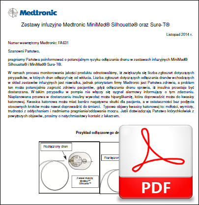 Informacja dla pacjentw: Zestawy infuzyjne Medtronic MiniMed Silhouette oraz Sure-T