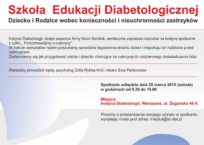 Szkoa Edukacji Diabetologicznej 28 marca 2015 r. w Warszawie