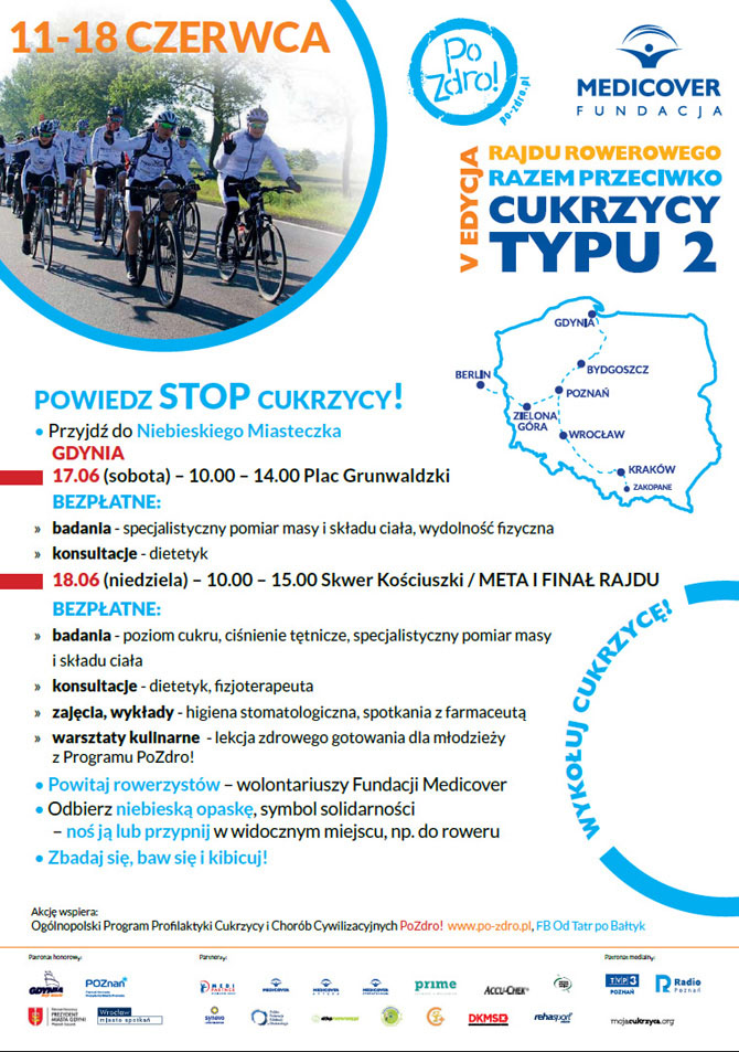 Rajd Rowerowy Razem Przeciwko Cukrzycy typu 2 po raz piąty rusza przez Polskę!