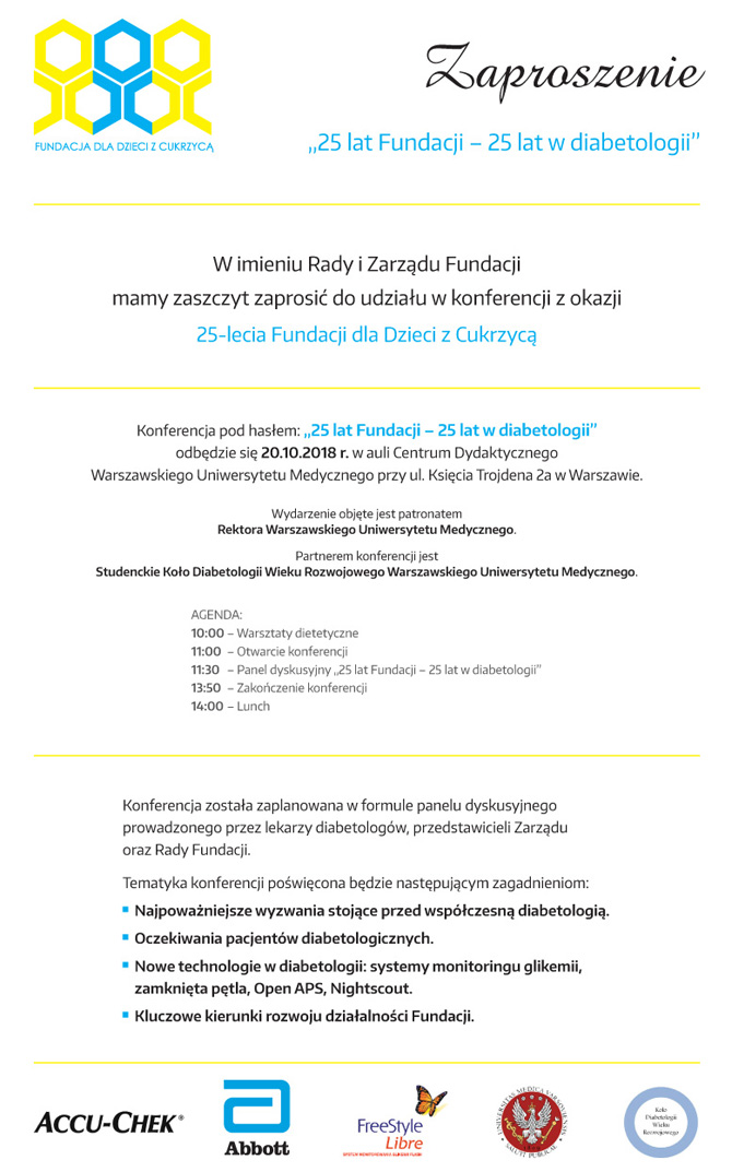 Fundacja dla Dzieci z Cukrzyc z Warszawy wituje 25 lecie dziaalnoci