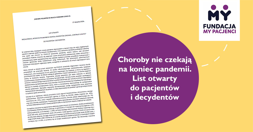 Choroby nie czekają na koniec pandemii. List otwarty do pacjentów i decydentów