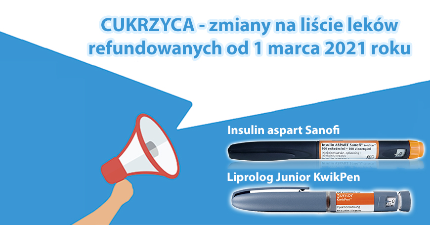 Cukrzyca - zmiany na liście leków refundowanych od 1 marca 2021 roku