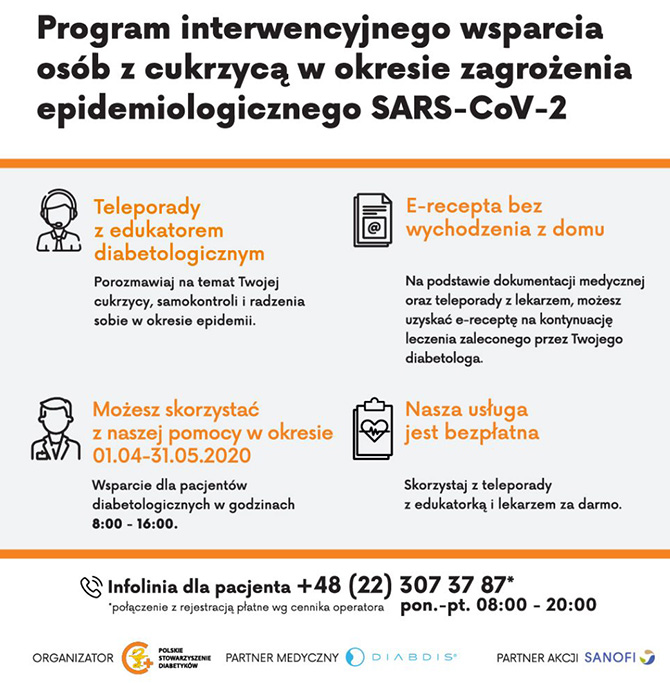 Darmowe teleporady dla diabetyków w okresie zagrożenia epidemiologicznego