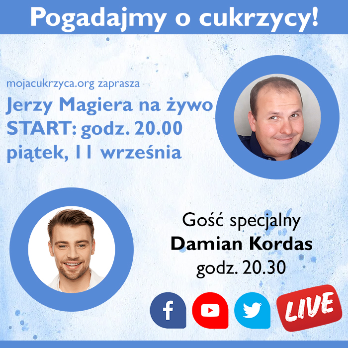 Pogadajmy o cukrzycy - spotkanie na żywo w piątek, 11 września o godz. 20.00 z Damianem Kordasem