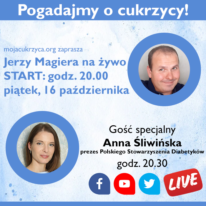 Pogadajmy o cukrzycy - spotkanie na żywo w piątek, 25 września o godz. 20.00 z Jarosławem Jerry Gilewiczem