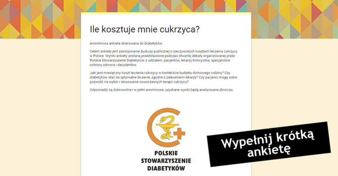 Ankieta: Ile kosztuje mnie cukrzyca?