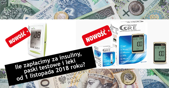 Ile zapłacimy za insuliny, paski testowe i leki od 1 listopada 2018 roku?
