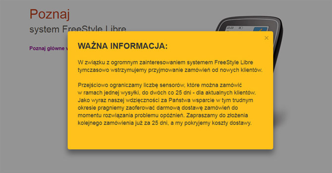 Czasowe ograniczenia w dostępności FreeStyle Libre