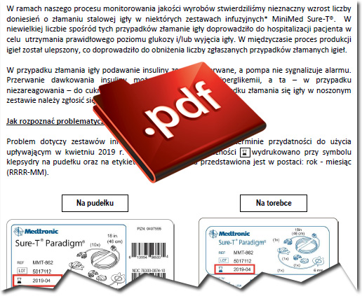 Wana informacja dotyczca zestaww infuzyjnych MiniMed Sure-T