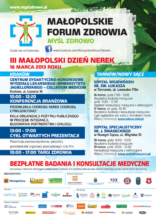 Małopolskie Forum Zdrowia - Myśl Zdrowo. Bezpłatne badania i konsultacje