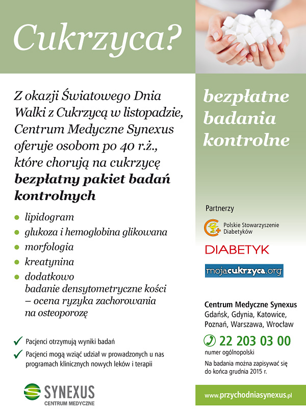 Wspólnie w trosce o zdrowie. Bezpłatne badania kontrolne w Synexus
